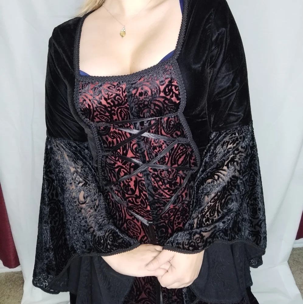 Vintage 90s lipservice Gothic valentines medieval Renaissance dress - Picture 4 of 15
